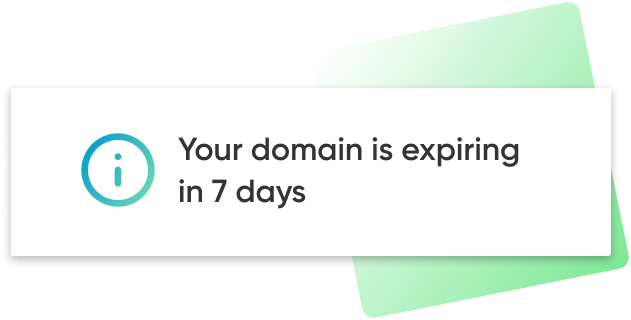 Notification indicating domain will expire in seven days